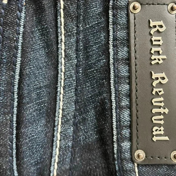 NWOT Rock Revival Women's Dark Wash Stephanie Boot Cut Jeans Size 27 - Picture 12 of 16